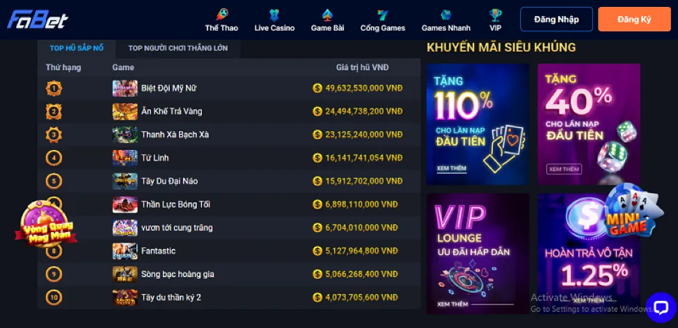 Slot game và nổ hũ trên ứng dụng shbet80 login
